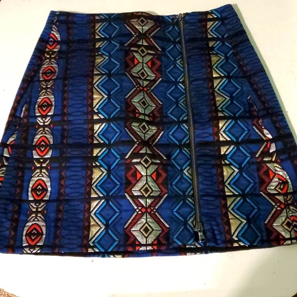 J. Crew women's 4 matalic colorful design full zip skirt